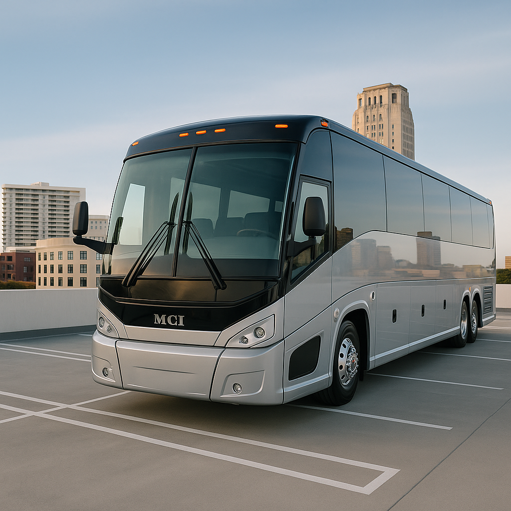 silver mci charter bus