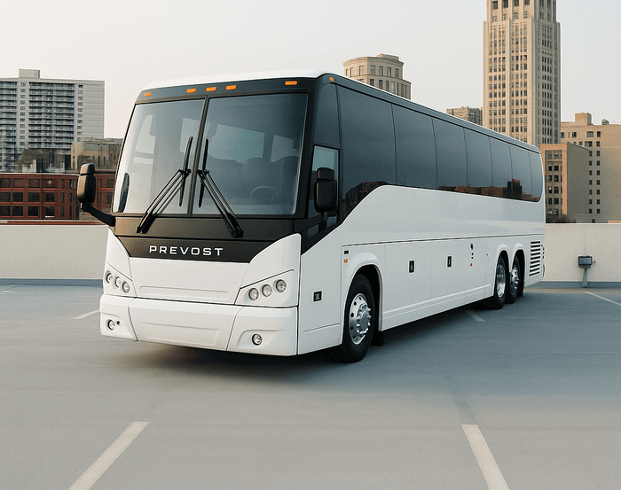 white prevost charter bus